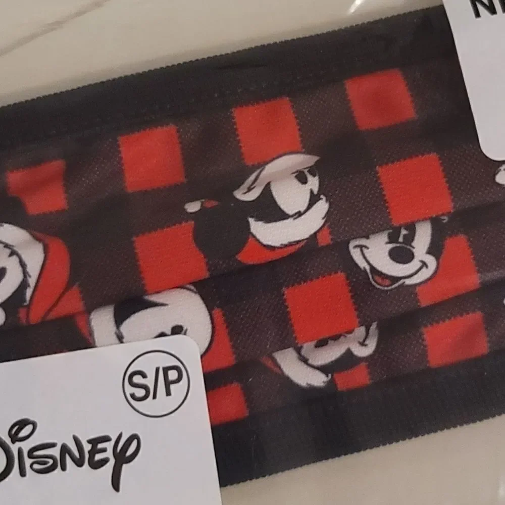 Disney size small plaid mask with Mikey mouse
